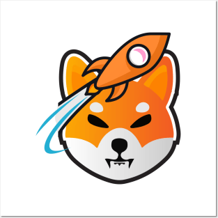 SHIB Rocket To The Moon - Shiba Inu Crypto Posters and Art